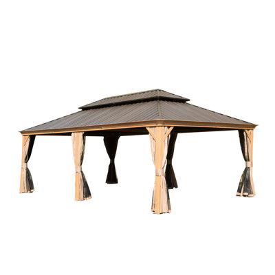 Outdoor Gazebo With Frame And Ventilated Double Canopy For Garden Roof Removable Netting Patio