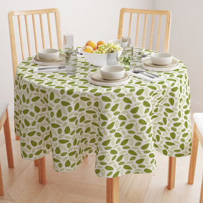 Round Floral Cotton Twill Tablecloth