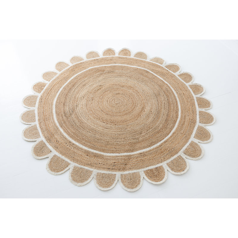 Hand Braided Jute / Sisal Area Rug in White, Round 10'