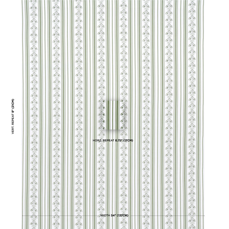 Schumacher x Marie-Anne Oudejans Delft Stripe Fabric, Green