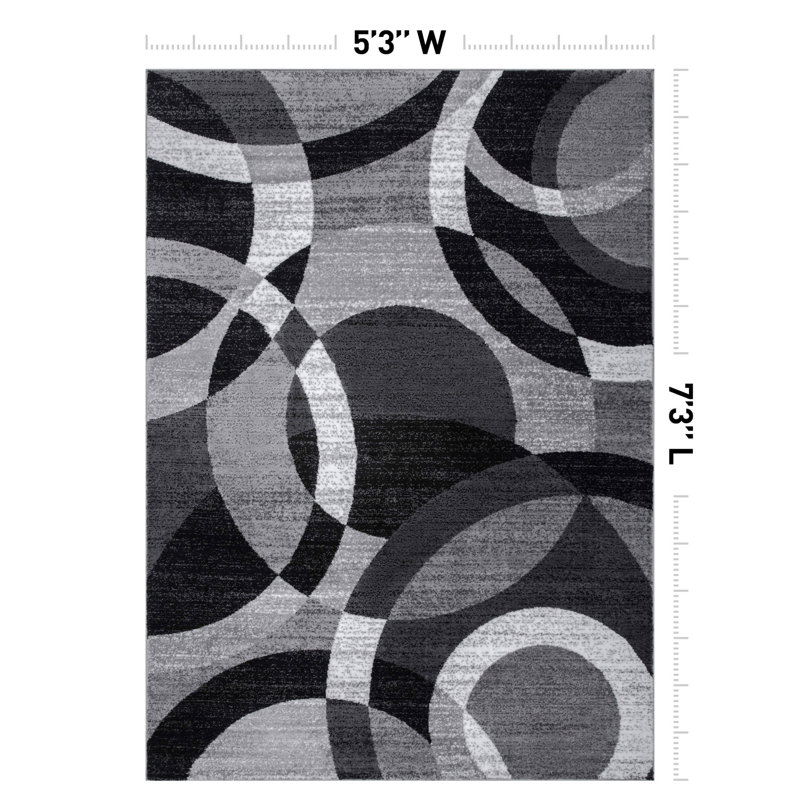 Mehul Woven Geometric Gray/Black/Ivory Area Rug - Modern Abstract Polypropylene Carpet for Living Room, Bedroom, Entryway, or Dining Room