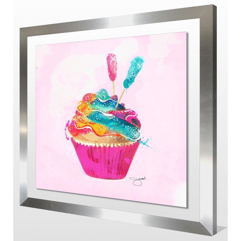 «Cupcake 2», impression, Encadrement argenté, H 25,5 po x l 25,5 po x P 1 po