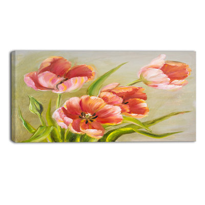 " Vintage Red Tulips Floral "