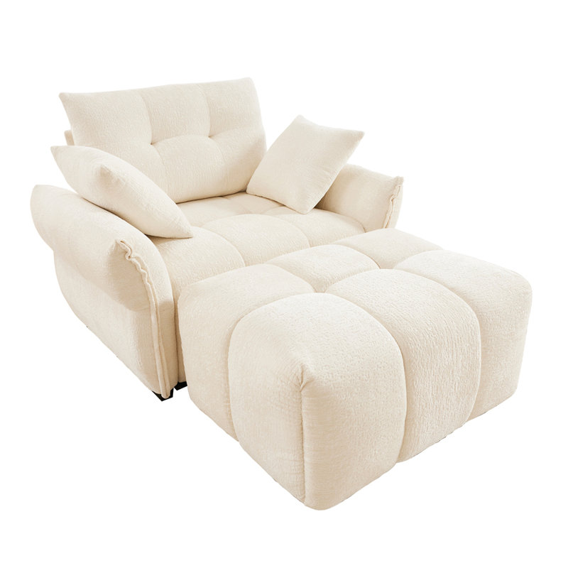 Canapé ergonomique à une place avec repose-pieds, Blanc