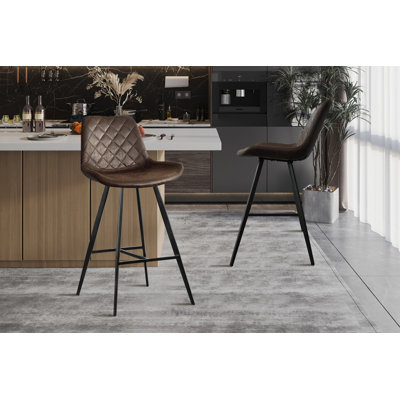 Upholstered Counter Stool with Metal Frame