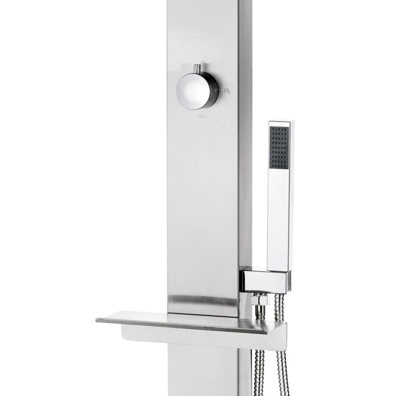 Kamps 225cm H Steel Freestanding Outdoor Shower and Footwash Spout, Grey