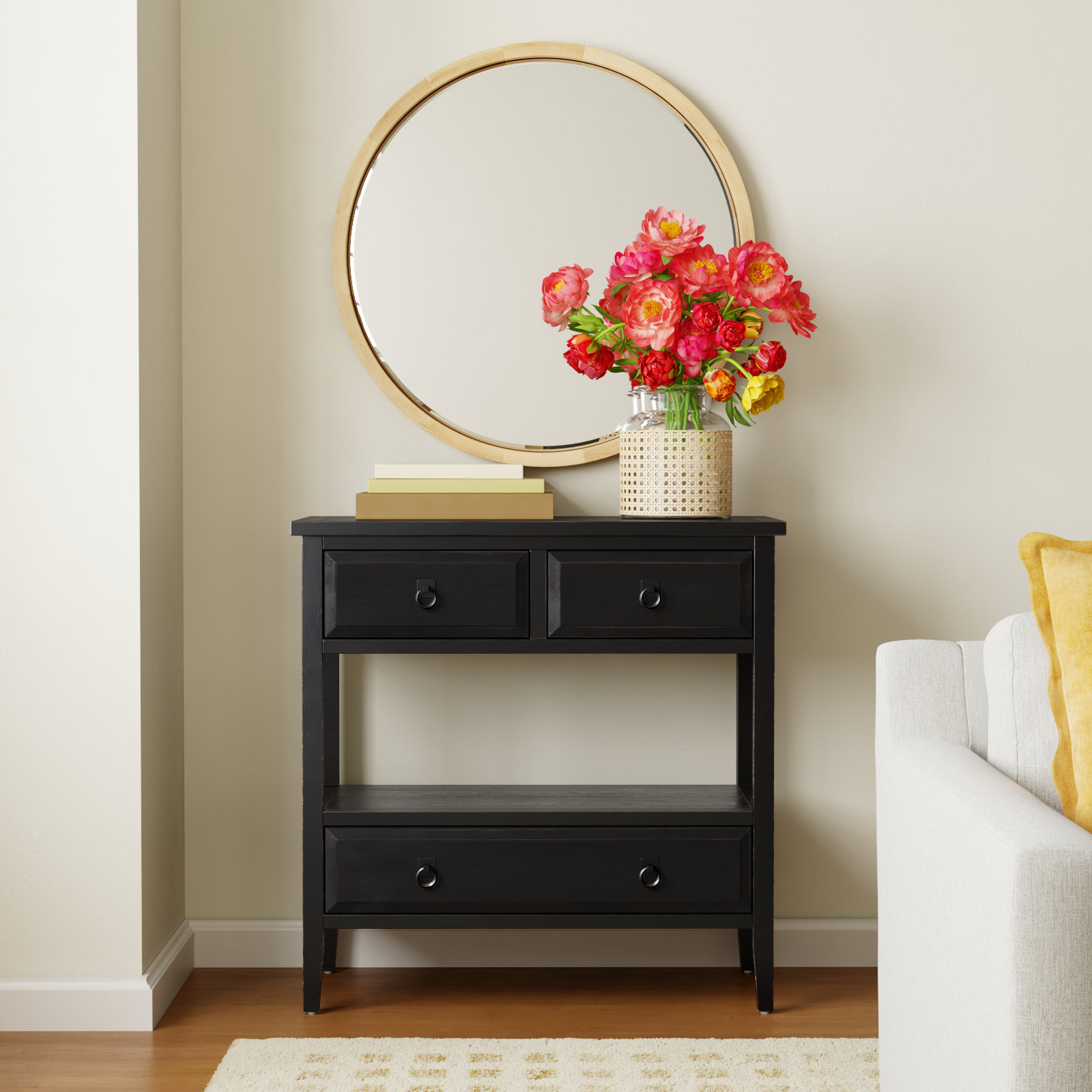 Sadie 32'' Solid Wood Console Table, Black