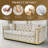 85" Chesterfield Velvet Sofa with Gold Trim Accents-704534506