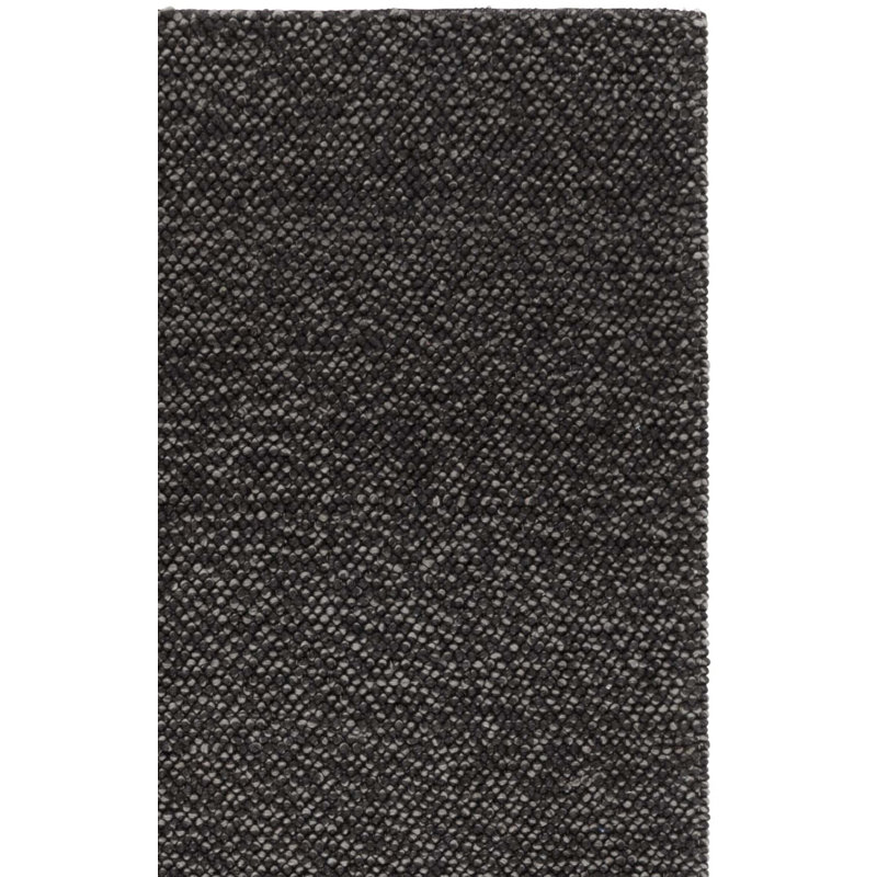 Natura 425 Handwoven Wool/Cotton/Polyester No Pattern Indoor Use Only Rug in Black/Gray, Rectangle 4' x 6'