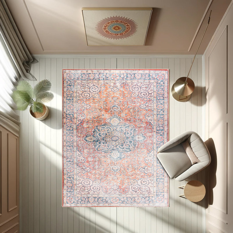 Tapis décoratif coloré à motif rétro Vintage, Rectangle 3 pi 10 po x 5 pi 3 po