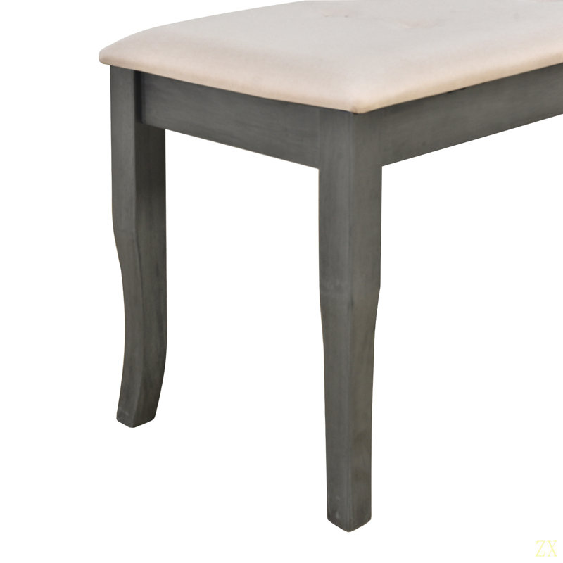 Ensemble de table de salle à manger 6 pièces, table à tréteaux rectangulaire, 4 chaises rembourrées et banc pour la salle à manger