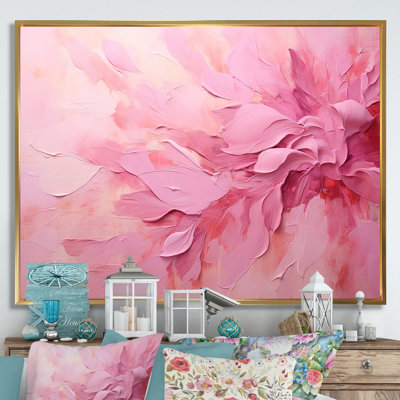 Or et rose, rivière abstraite minimale - art mural Fuschia
