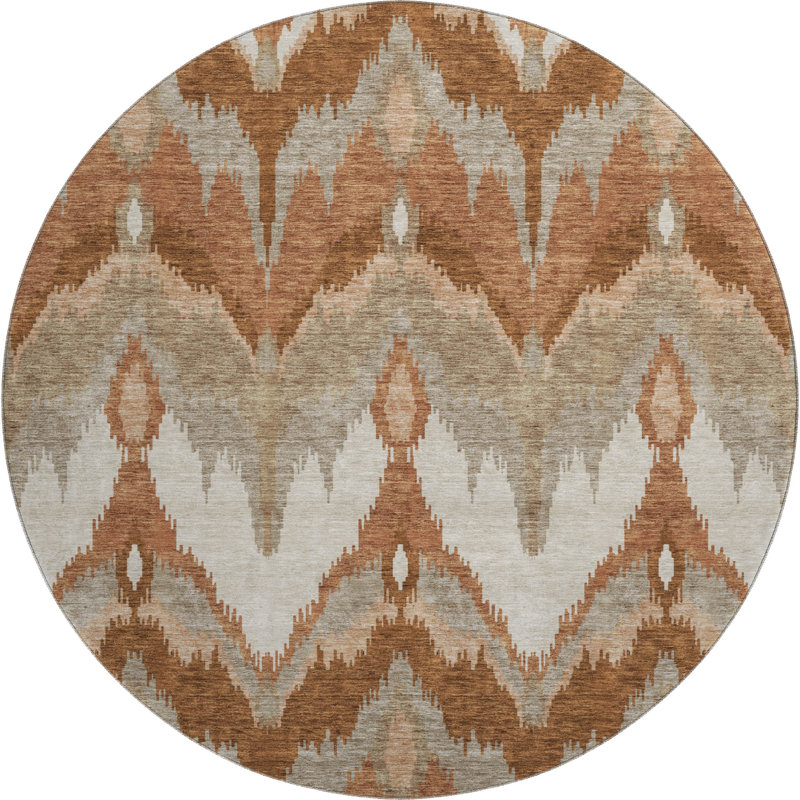 Premium Machine Washable Prisco Paprika Rug, Round 8'