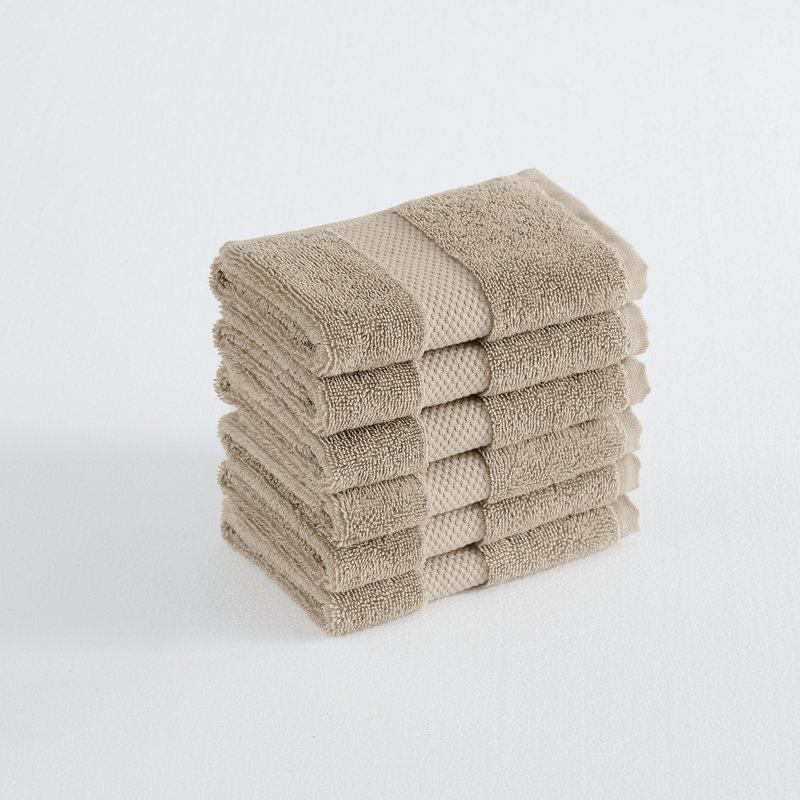 Royal Turkish Cotton 6 Pack Wash Cloth, Khaki