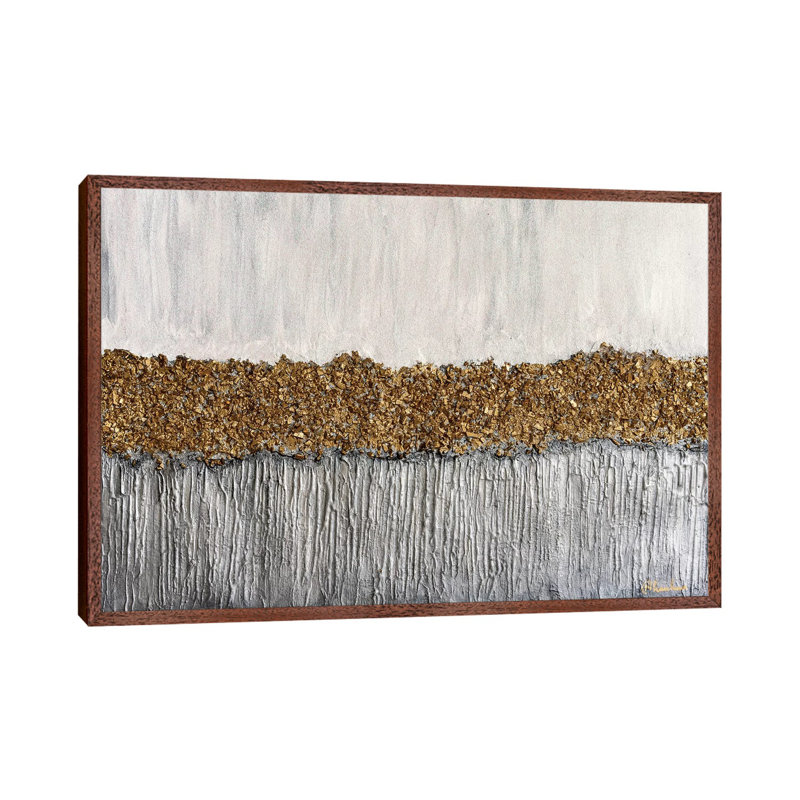 Golden Formation by Nikki Chauhan - Floater Frame Painting on Canvas, 152.5 cm H x 101.5 cm W, Brown