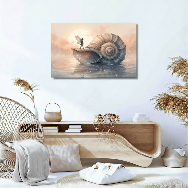 Ensemble de 1 tableau sur toile en forme de coquillage féerique, 24"H x 36"W, Wrapped Canvas