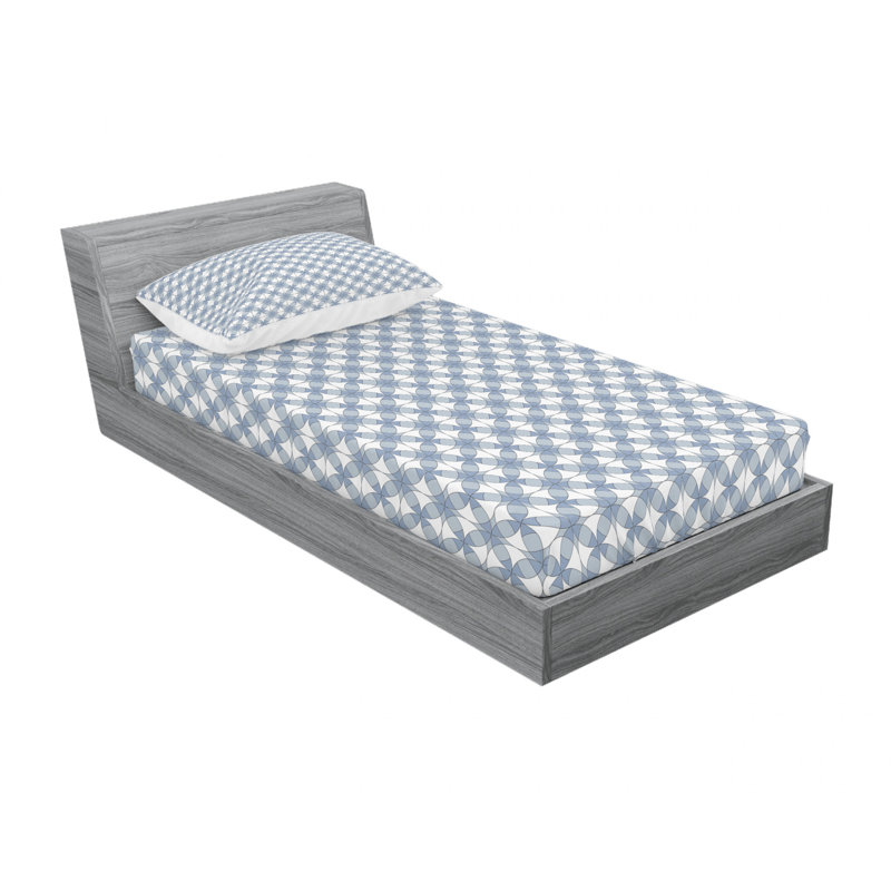 Twin XL White Geometric Print Microfiber Sheet Set