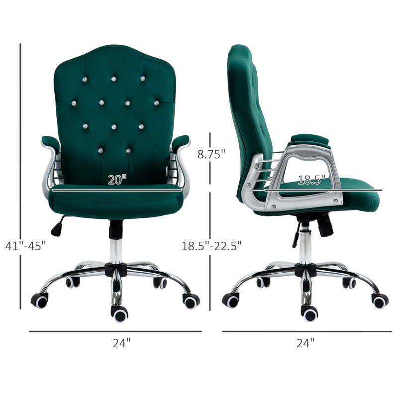 Kimar Chair with Padded Armrests, Green, Polyester Blend