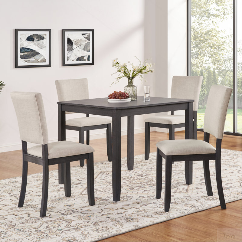 Ensemble de table de salle à manger moderne pour 4 personnes avec 4 chaises, ensemble de table à manger pour 4 personnes, ensemble de table à manger en bois 5 pièces pour le salon, la cuisine et la salle à manger