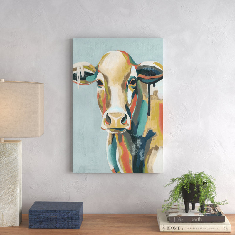 Colorful Cows I by Grace Popp - Painting on Canvas, 76cm H x 51cm W, Wrapped Canvas