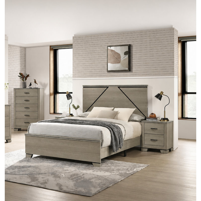 Ensemble de chambre à coucher 6 pièces Joanna, Ensemble de six pièces : lit, commode, coiffeuse,