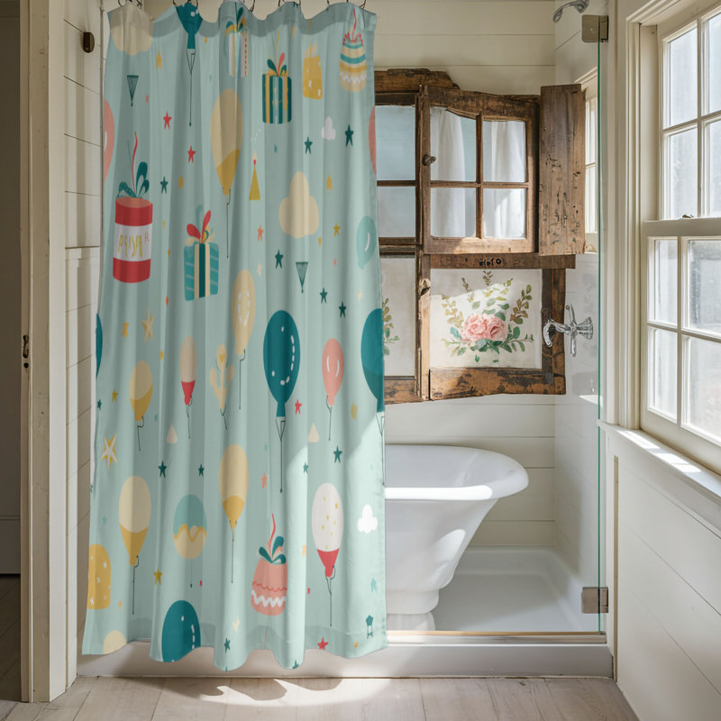 Party Party - Rideau de douche Premium, H 74 po x l 71 po