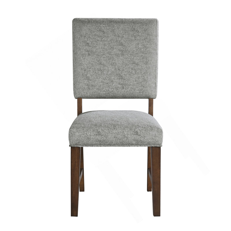 Ensemble de 2 chaises d'appoint en bois à finition noyer et tissu texturé gris