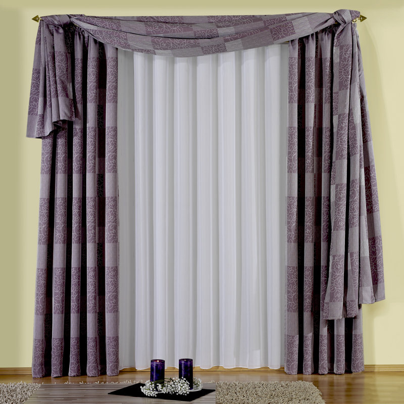 Spurgeon Room Darkening Window Scarf Single Panel, 135cm Width x 500 cm Drop, Flieder