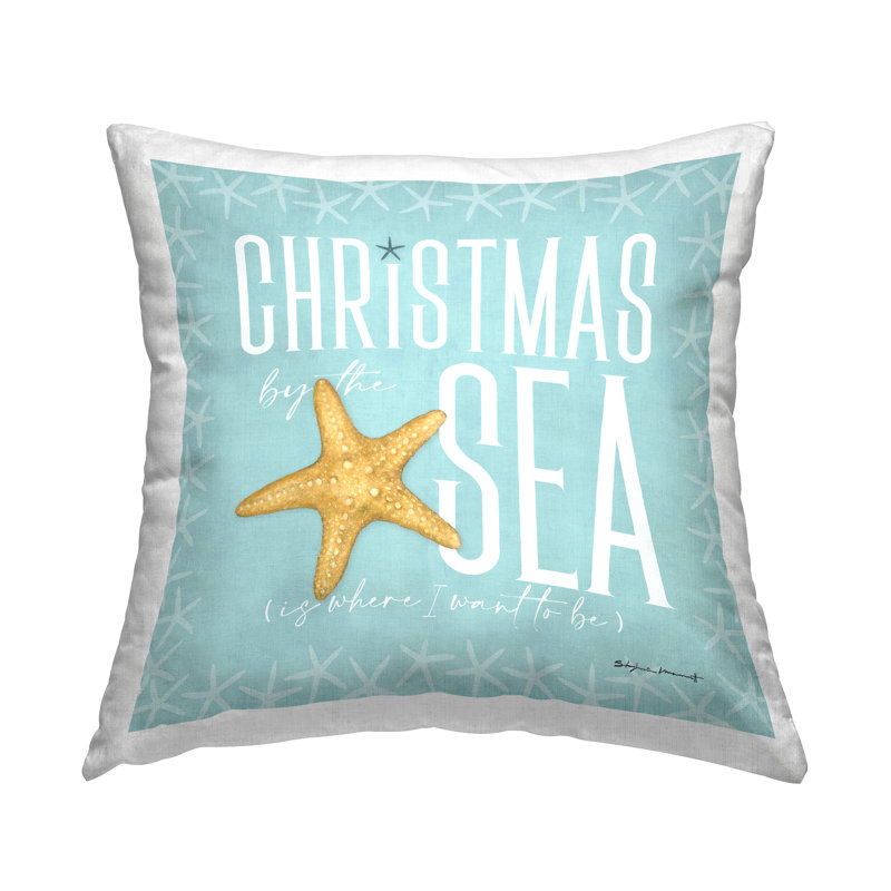 Christmas By The Sea Blue Holiday Printed Throw Pillow Design By Stephanie Workman Marrott