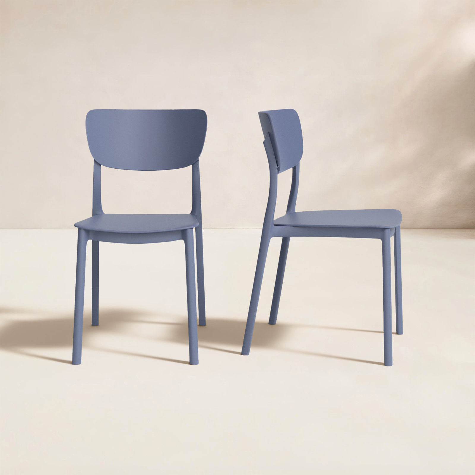 Farrah Outdoor Stacking Dining Side Chair, Dark Gray