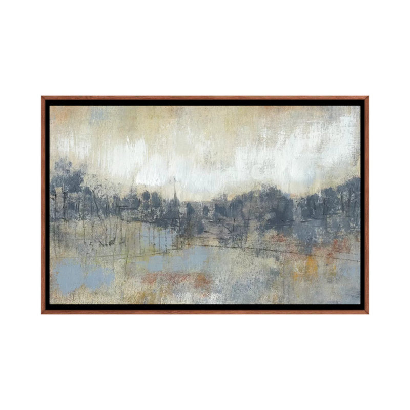 «Cool Gray Horizon I» par Jennifer Goldberger, reproduction d'art sur toile tendue, H 40 po x l 60 po, Toile encadrée