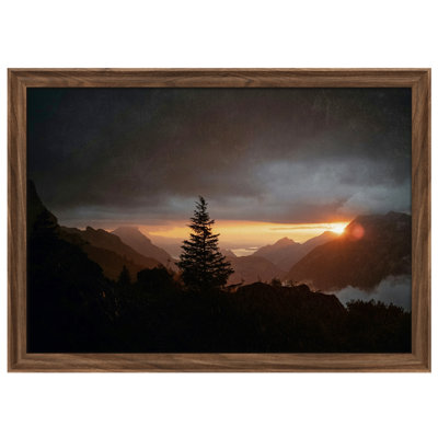 «Moody Mountain Sunset Landscape Dramatic Sky Nature Scene», art mural encadré 26 po x 36 po
