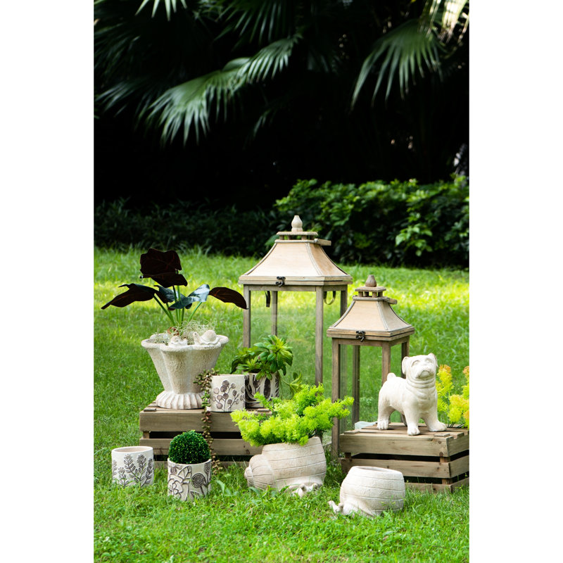 4 Gray Sand And Cement Planters, Brown Botanical Patterns, Bohemian Room Decor Planter , Traits, Interior