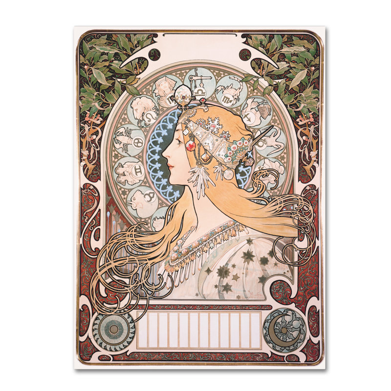 Alphonse Mucha Zodiac Gallery-Wrapped Canvas Art, 24" x 18"