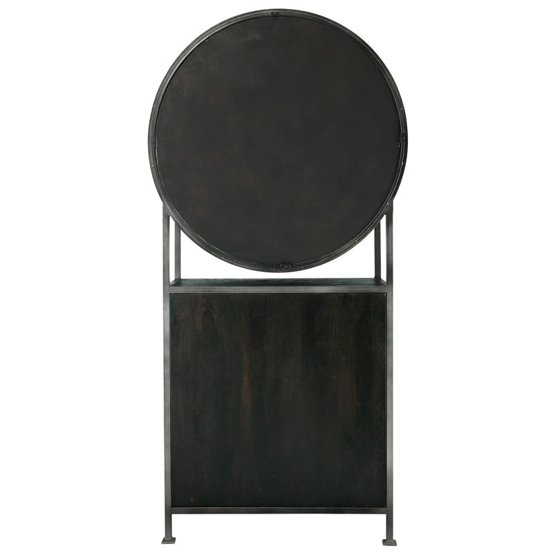 Aged Mocha Hardwood 39.75'' Bar Cabinet with Iron-Finished Frame