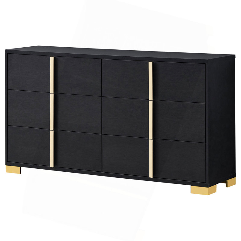 Commode 6 tiroirs, Noir