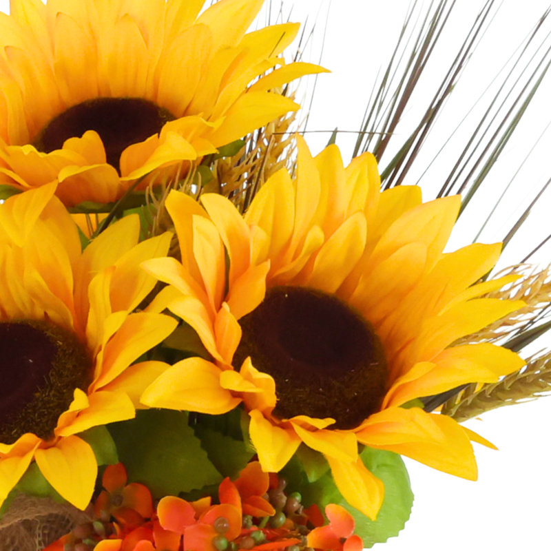Fall Centerpiece with Sunflowers and Hydrangeas