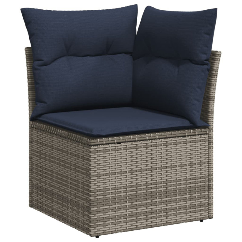  Ensemble de canapé de patio 9 pièces avec coussins en rotin de polyester, Gris, Bleu