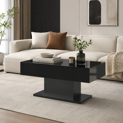 High Gloss Coffee Table with 16 Colors LED Lights, 110 x 50 x 55 cm
