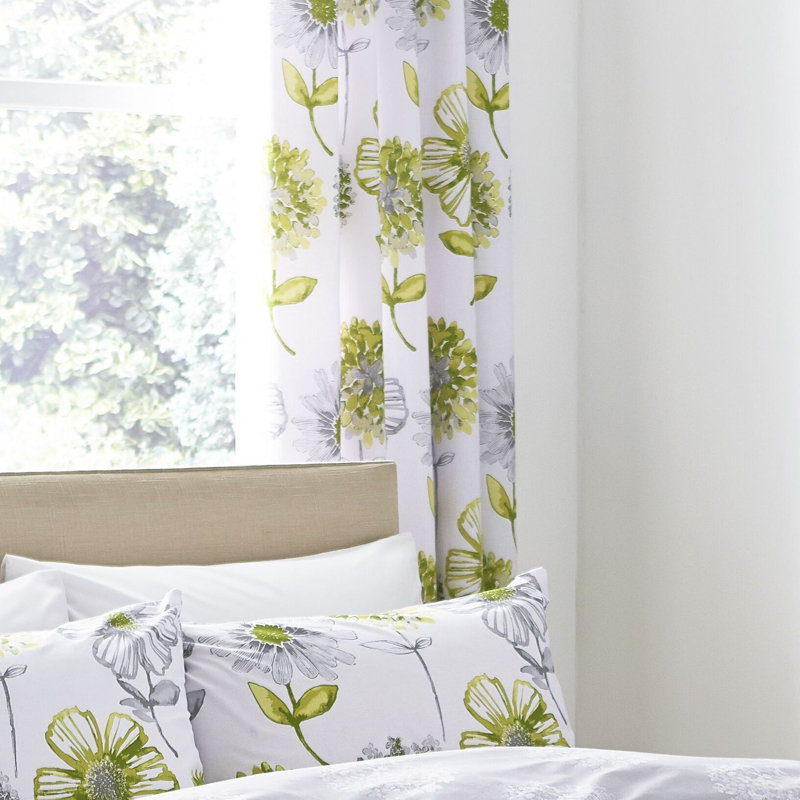Banbury Floral Room Darkening Curtains, Green
