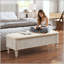 Banc de rangement en bois d'hévéa 50,8 po avec siège en lin-1734538668