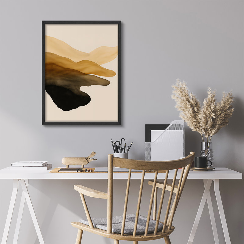 Reproduction d'art encadrée abstraite pour décoration intérieure moderne, H 14 po x l 11 po, Noir