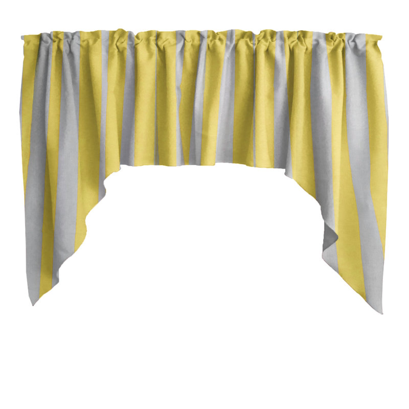 Cantonnière rayée en mélange de coton l 58 po, Jaune