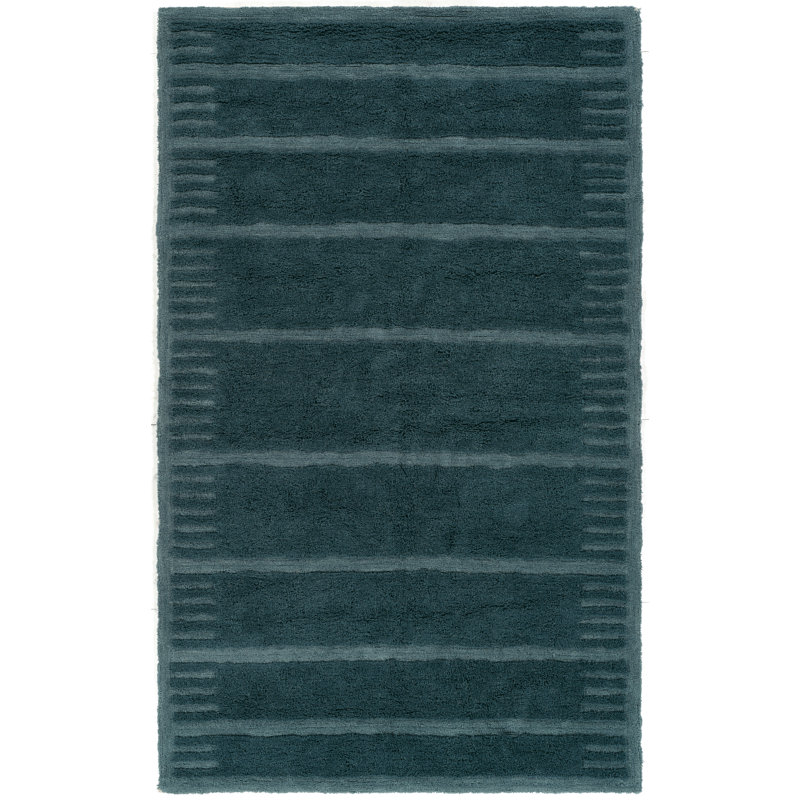 Lindholm Handtufted Washable Wool Blend Geometric Blue Area Rug, Rectangle 6' x 9'