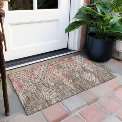 Machine Washable Indoor/Outdoor Chayden ACN1091 Brown Rug