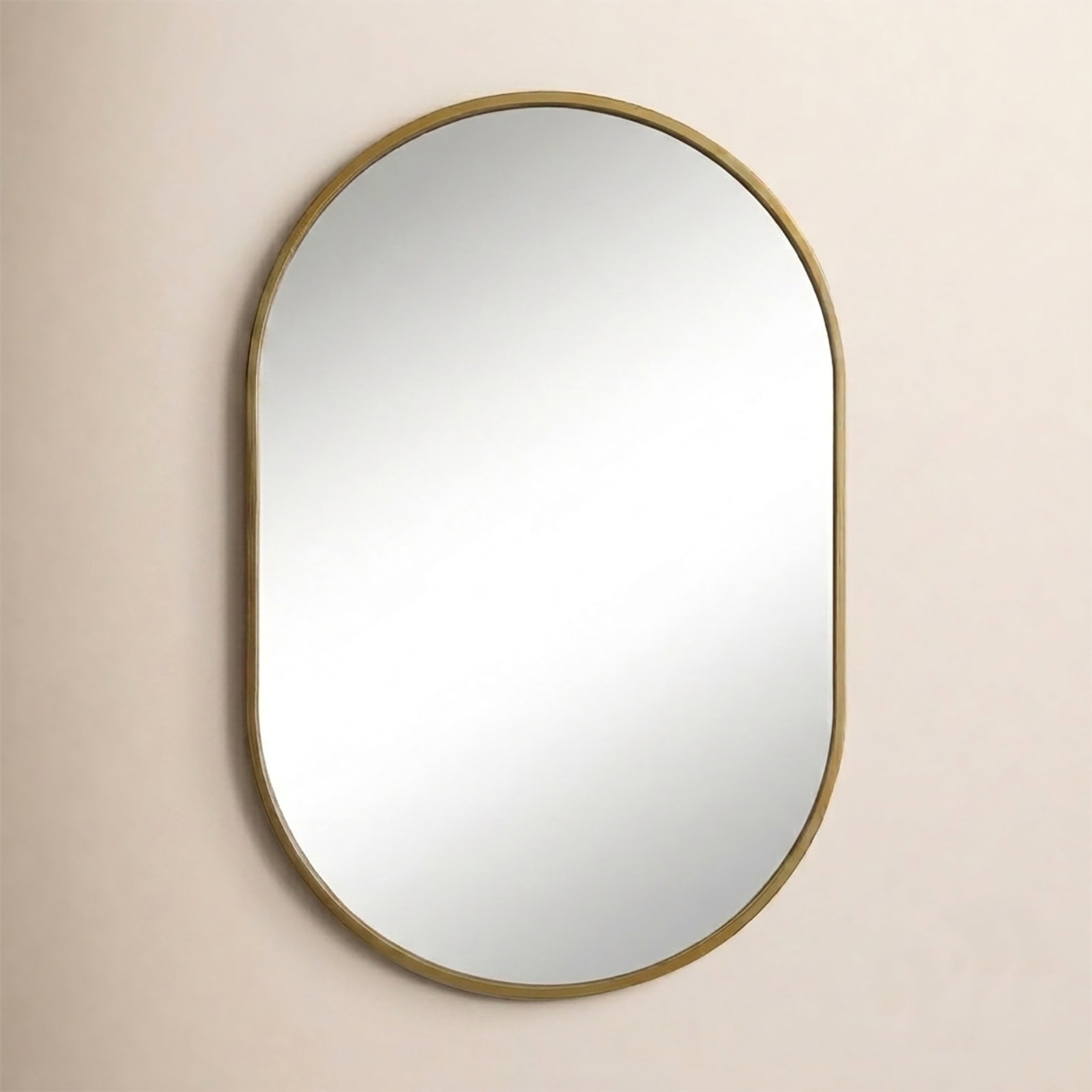 Sabine Metal Pill Wall Mirror, 30" x 20", Brass