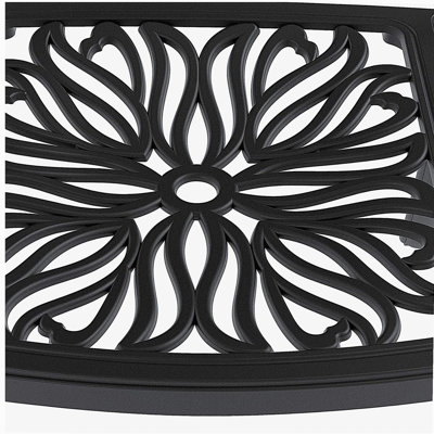 Chaise de patio en fonte d'aluminium 2 pièces avec structure noire et coussins bruns