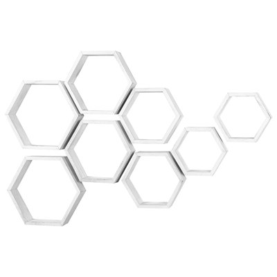 Silikou 8 Piece Hexagon Floating Shelf