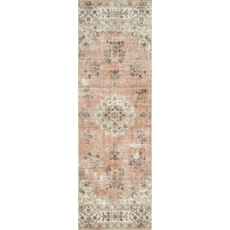 Ren SpinClean Vintage Floral Machine Washable Area Rug, Runner 2'6" x 6'