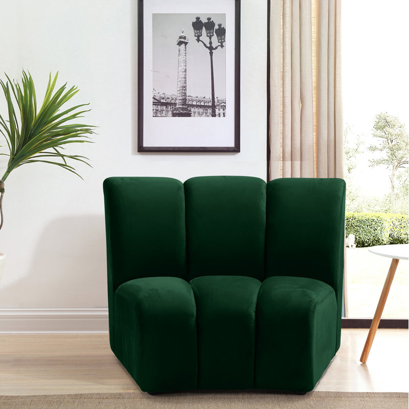 Dabir Velvet Slipper Chair, Green Velvet